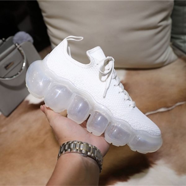 

femme shoes casual sneakers platform shoe stretch fabric lace up tenis feminino air cushion ladies shoes zapatos de mujer