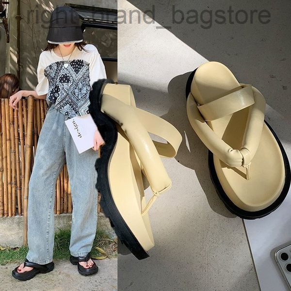 

2022 new brand new flip flops summer women shoes slippers design slope heel platform shoe high heels slipper women w220804, Black