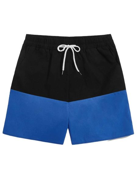 

romwe guys colorblock drawstring shorts u4kz#, White;black