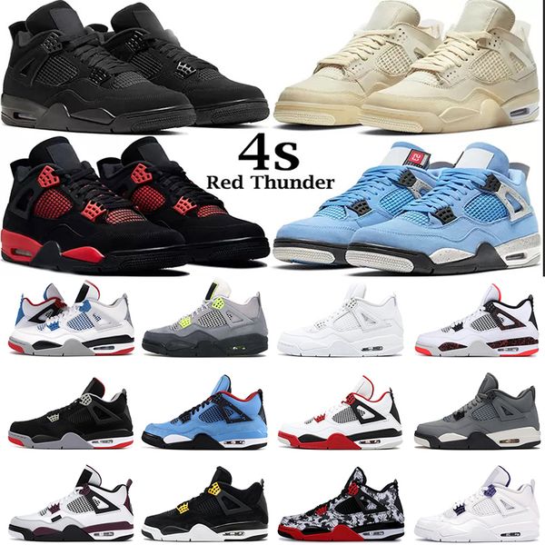 

jumpman 4 4s basketball shoes men women red thunder jordens 4 black cat sail bred white cactus jack dark marina blue mocha royalty cool grey