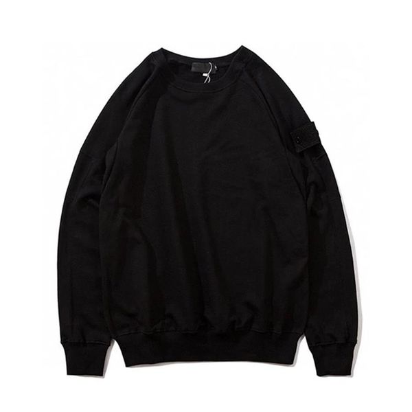 

2021 autumn and winter island solid color mens hoodies casual logo long sleeve loose couple men and women o-neck sweatshirts 10143034, Black