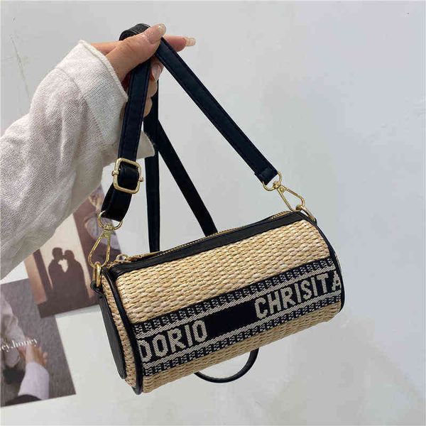 

women's bag summer fashion straw woven 2022 trend portable small square simple silk scarf single shoulder
