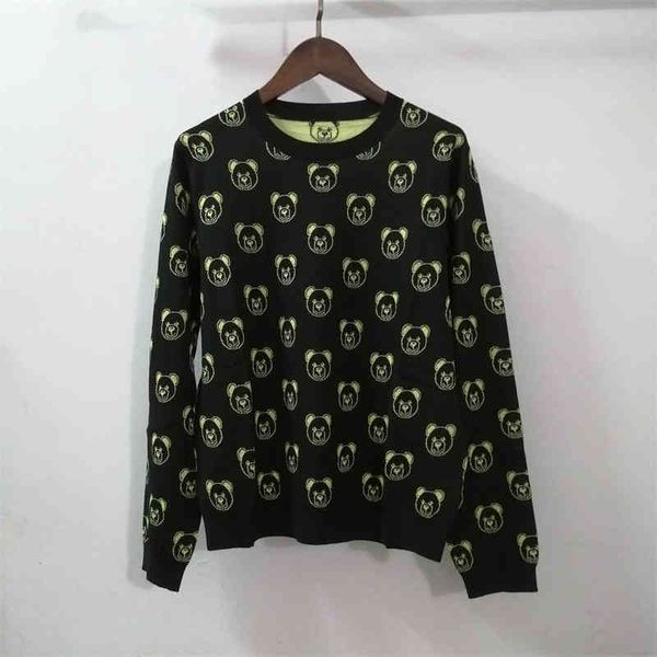 

women's knits tees cute comfortable aging sweater double jacquard funny animal pattern loose slim long sleeve bottomed, White