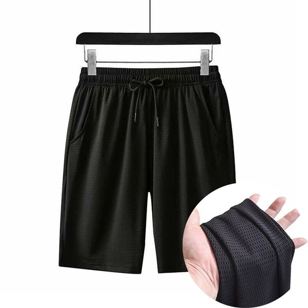 Trelha de seda de seda gelo shorts para homens malha respirável shorts soltos shorts rápidos shorts masculinos esportes causais 220617