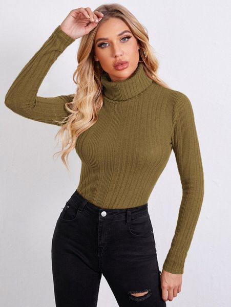 

rolled neck rib-knit tee n2j9#, White