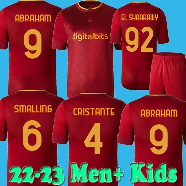

2022 2023 jersey de fÃºtbol zaniolo roma pellegrini rome totti kluivert florenzi el shaarawy abraham smalling 22 23 camisa men kit kit maillo, Black;yellow
