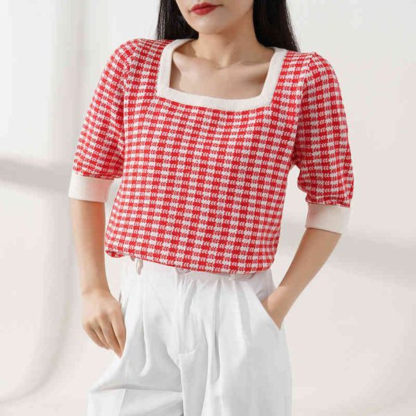 

women's hoodies sweatshirts autumn korean stripe thin foreign style plaid t-shirt french medium sleeve knitted women 9zh9, Black