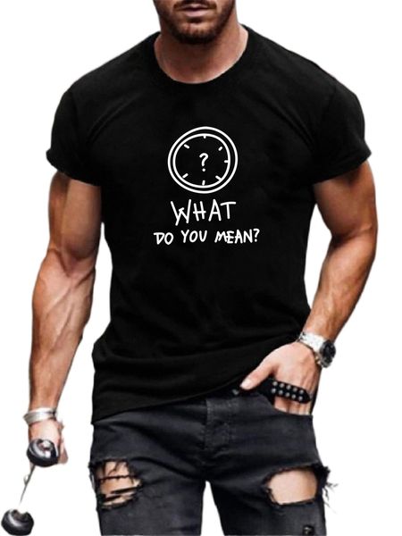 

men slogan & clock print tee j4kw#, White;black