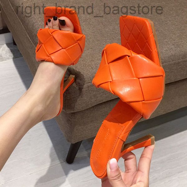 

2022 luxury design slides women 9cm high heels mules fetish summer sandals stiletto heels slippers prom platform stripper shoes w220808, Black