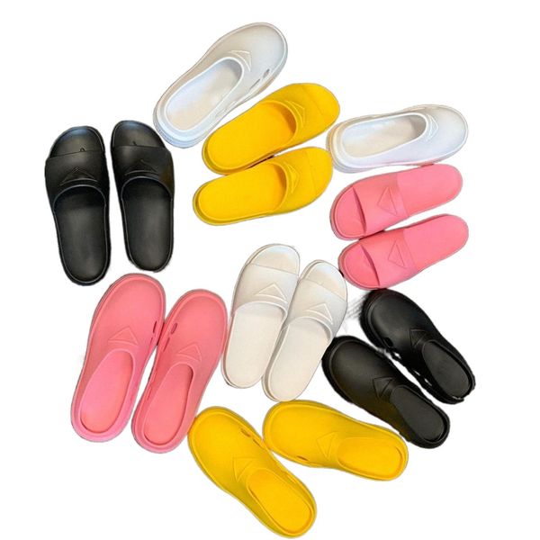 

foam rubber woman slipper mules designer rubber slides for man spring summer beach sandals flat slide lugged tread sole casual fashion size, Black