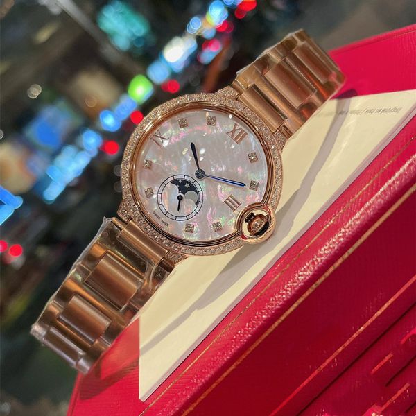 Высококачественные женские кварцевые модные часы из нержавеющей стали 36 мм с ремешком для циферблата Water Reitant Peronality Girl Diamond Deigner Watch Movement