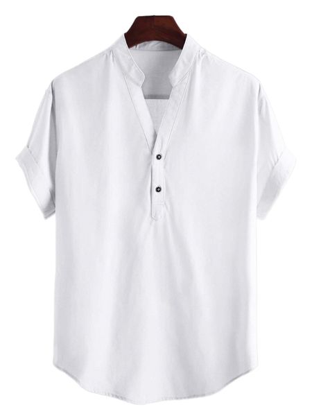 

men notched button front shirt h5n0#, White;black