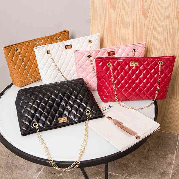 

2021 black big tote bags for women chain crossbody bag diamond lattice shoulder bag female large leather plaid shopper handbags g220519