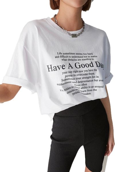

dazy slogan graphic drop shoulder tee w34o#, White