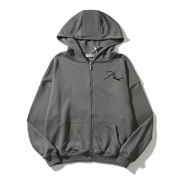 

letter embroidered hoodies bullet zipper hooded high street spring and autumn sweatshirt hoodies, Black