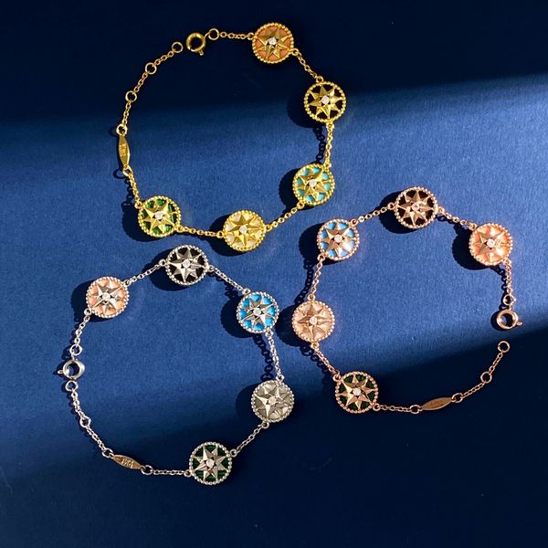 

women designer bracelets gold color stone astrolabe bracelet brass material electroplated 18k gold, Golden;silver