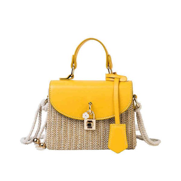 

beach bags small fresh straw woven bag summer fairy foreign style portable messenger 220301