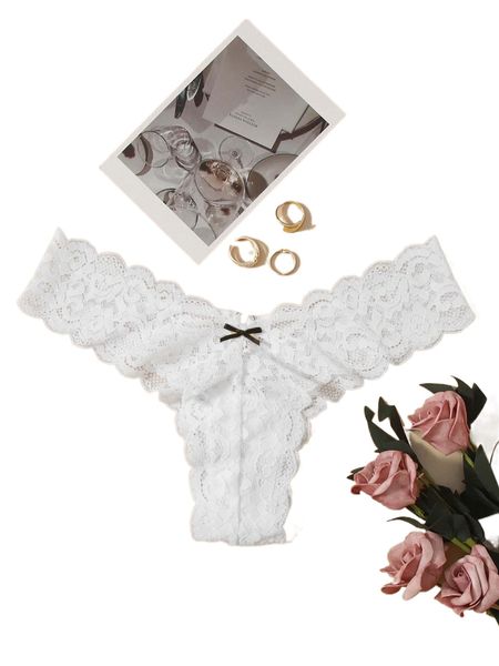

floral lace cut-out panty i8b2#, Black;red