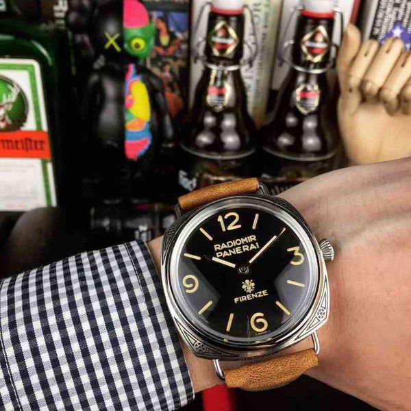 

luxury mechanical movement watch panera automatic sapphire mirror 47mm 13mm imported cowhide band swiss brand designers es wrist, Slivery;brown