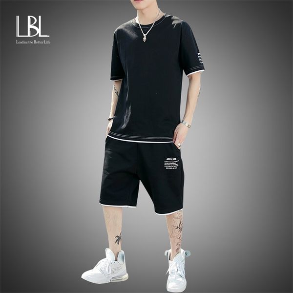 

summer men s t shirt shorts set casual solid t shirt tracksuits running sets fashion harajuku printed male sport suit 220616, Gray