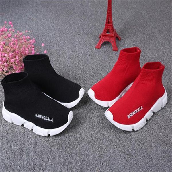 

fashion boots for kids speed trainer sock shoes toddler boys girls youth socks sneakers black red children designer shoes2356