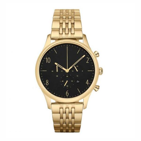 

classic fashion large dial quartz watch for men 1893 gold black dail luxury watches with box, Slivery;brown