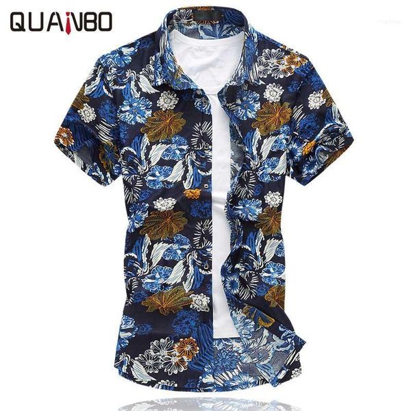 Großhandel - 2022 Sommer Mercerisierte Baumwolle Plus Größe Männlich Kurzarm Hemd Herren Floral Hawaiian Casua Camisa 5XL 6xl1