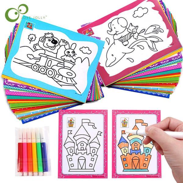 9x13cm 20pcs DIY cartões de colorir dupla face pintando para crianças desenhando arte de brinquedos educacionais antecipados