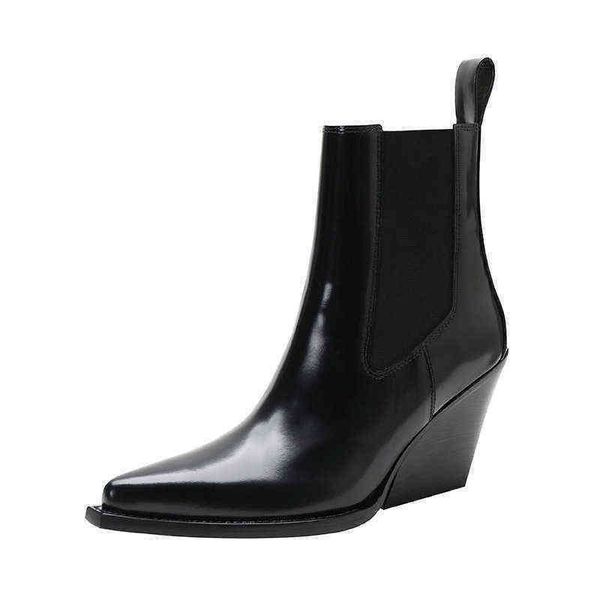 

dress shoes size 34 40 chunky heel women wig be toe ankle boot british woman footwear female new evening 220718, Black