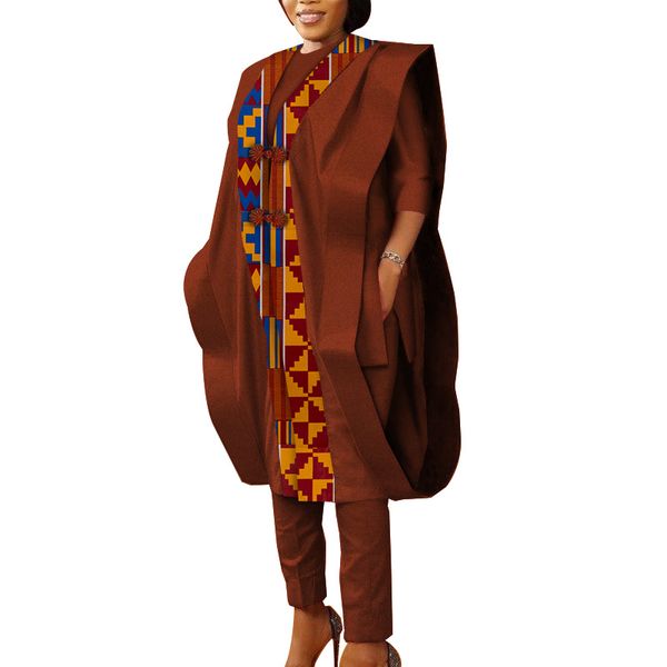 BintaRealWax Pantaloni a due pezzi da donna Abiti africani da donna Top Camicia Set di vestaglia e pantaloni Bazin Riche Abbigliamento di design africano Dashiki Set di 3 pezzi WY5590