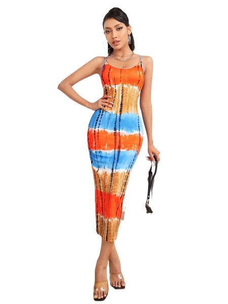 

petite tie dye sleeveless bodycon dress b7w6#, Black;gray
