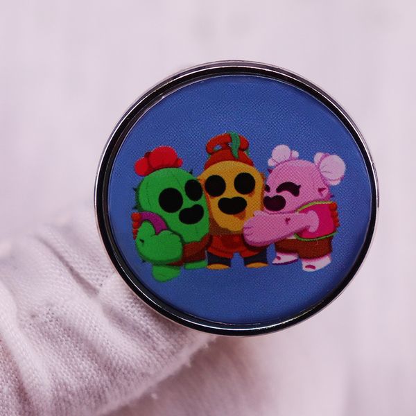 

brawll stars spike robospike sacuraspike game character badge brooch, Blue