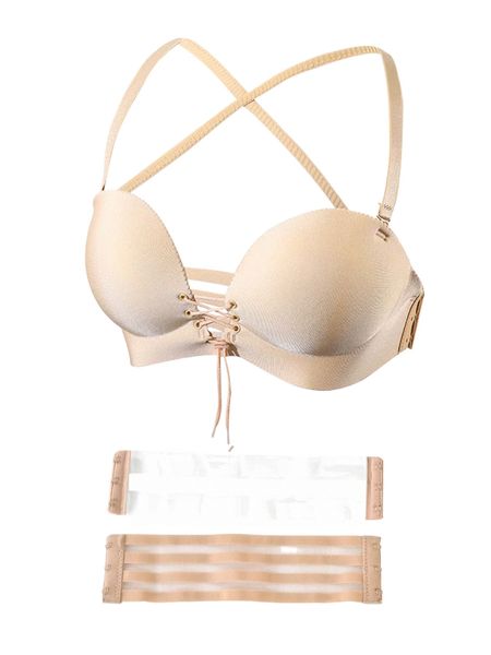 

lace-up front wireless bra with 3pcs bra strap p5by#, Black;red