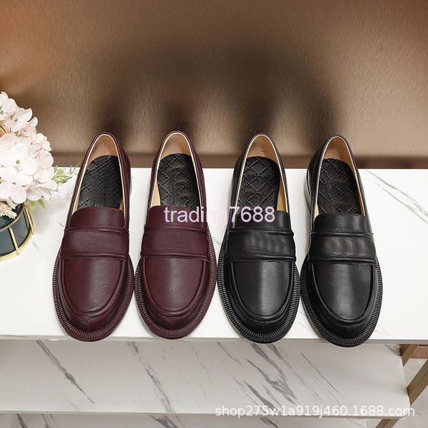 

dress shoes autumn style small leather shoes, female leisure lazy, round headed lefu british flat pea shoes, Black