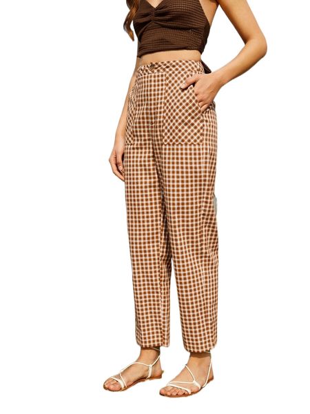 

high waist slant pocket straight leg pants e6mg#, Black;white