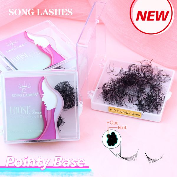 

song lashes 3d to 16d fans sharp slim narrow stem premade volume loose thin pointy base russia eyelashes extensions 220524