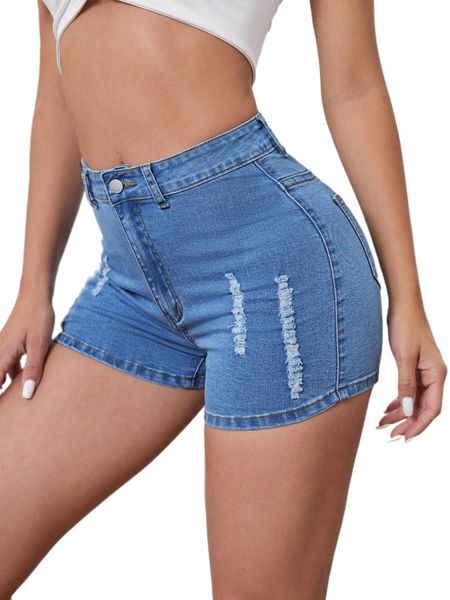 

pocket patched ripped denim shorts c6z9#, White;black