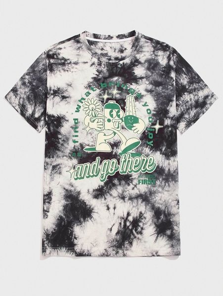 

romwe x antonay guys letter cartoon graphic tie dye tee t8uy#, White;black