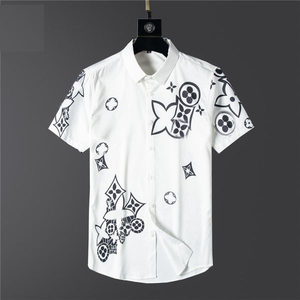

2022ss luxury designer shirts men's fashion tiger letter v silk bowling shirt casual shirts men slim fit short sleeve dress shirt -3xl, White;black