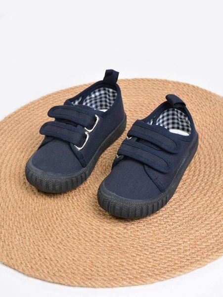 

boys hook-and-loop fastener canvas shoes she, Black