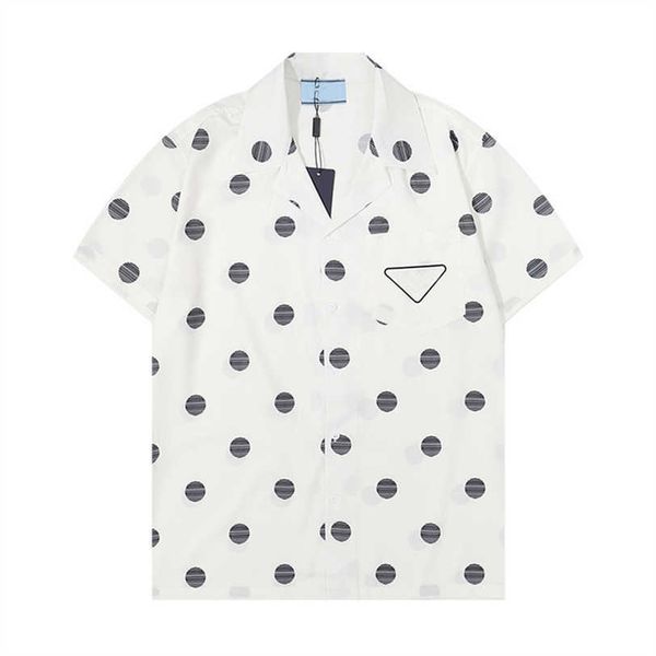 

22ss summer designer shirts men's short-sleeved silk bowling casual vintage lines of this luxury short sleeve dress e9o3, White;black
