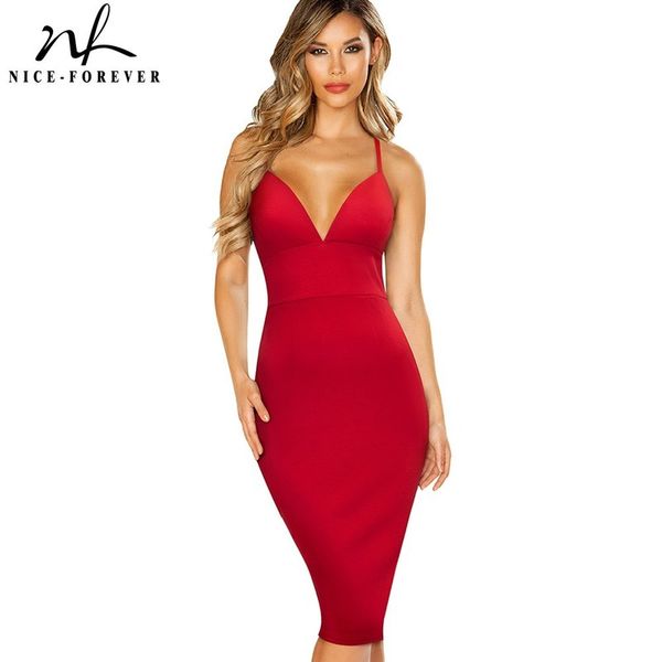 

nice-forever summer women classic solid color low cut suspender dresses club party bodycon slim dress b681 220506, Black;gray