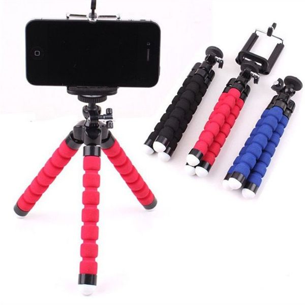 Tripod Heads Mini Sponge Tripé para o telefone 360 ​​graus Lazy Octopus Holder Clip Action Camera