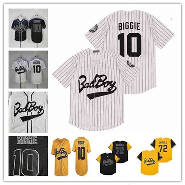 Chen37 Men Notorious Badboy Bad Boy 72 10 Biggie Smalls Movie Baseball Jersey Stitched Team Nero Bianco Giallo Taglia alternativa S-XXXL