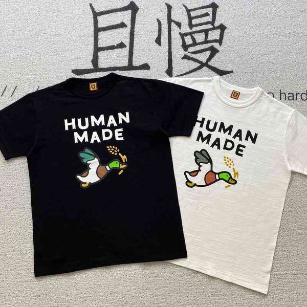 Para tomar Comprar Versão Humanmade Wheat Orelha Duck Day Day Cilindro Cilindro de Algodão Bambu Homens e Mulheres Solta Casal Luva Curta Rodada Pescoço T-shirt