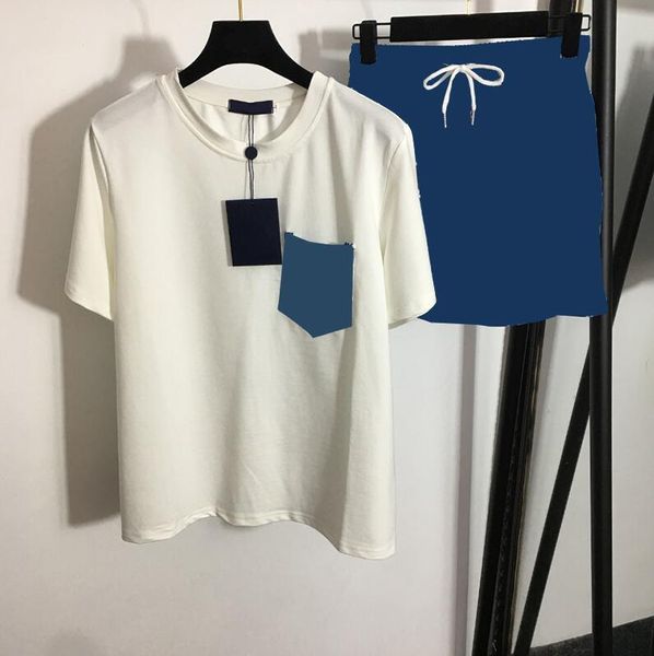 Frauen Marke Shirts Shorts Zweiteilige Hosen Set Weiß Baumwolle Hemd Shorts Damen Soft Touch T-shirt Kleidung