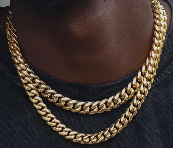 

men 18k yellow gold plated 14mm 24 inch miami cuban chain necklace set, Silver