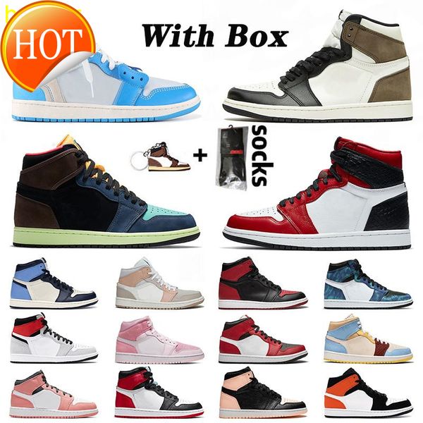 

jumpman university blue 1 1s high basketball shoes mens women pollen fragment bred patent unc hyper royal off dark mocha unc white chicago