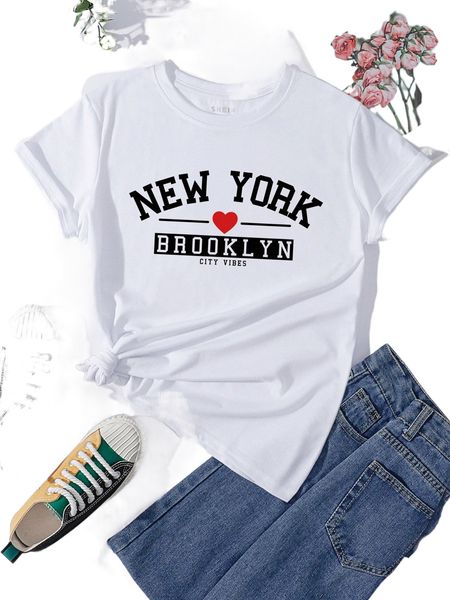 

heart and letter graphic tee c59s#, White