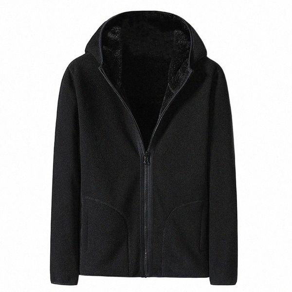 

men's jackets casual jacket fashion solid hooded coat fleece coral velvet wear on both sides pocket windproof vintage j1fw#, Black;brown
